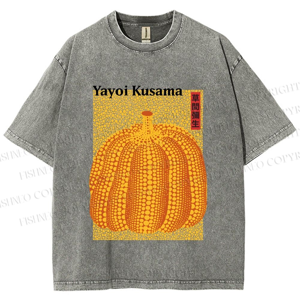 Unisex Yayoi Kusama Pumpkin Printed Washed Tee