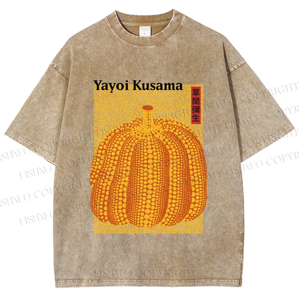 Unisex Yayoi Kusama Pumpkin Printed Washed Tee