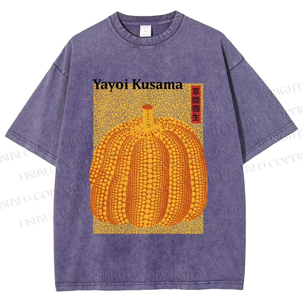 Unisex Yayoi Kusama Pumpkin Printed Washed Tee