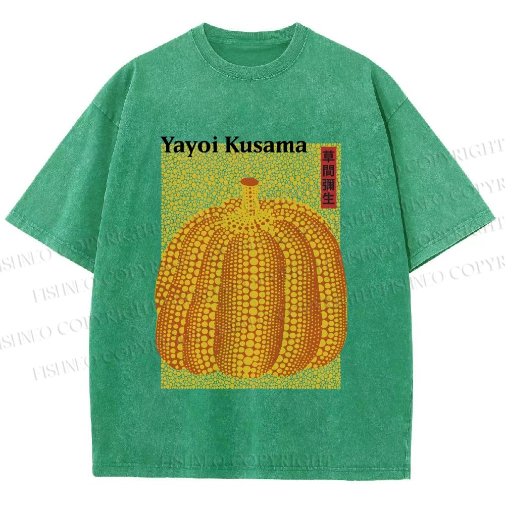 Unisex Yayoi Kusama Pumpkin Printed Washed Tee