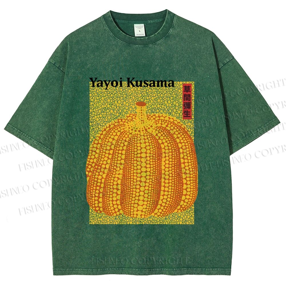Unisex Yayoi Kusama Pumpkin Printed Washed Tee