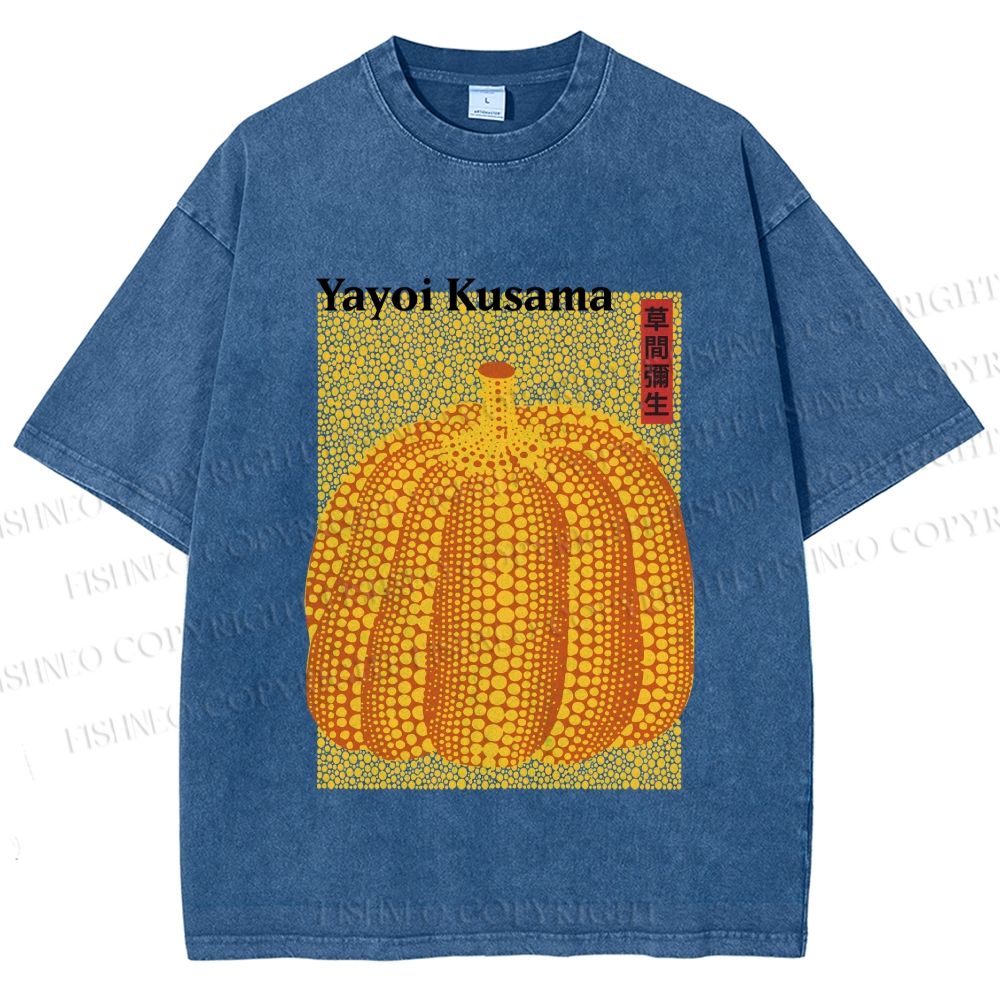Unisex Yayoi Kusama Pumpkin Printed Washed Tee