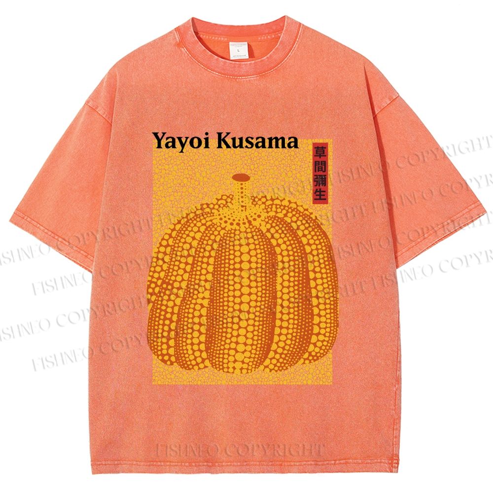 Unisex Yayoi Kusama Pumpkin Printed Washed Tee
