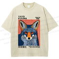 Unisex Yayoi Kusama Blue Fox Printed Washed Tee