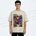 Unisex Yayoi Kusama Cats Printed Washed Tee
