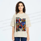 Unisex Yayoi Kusama Cats Printed Washed Tee