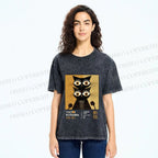 Unisex Yayoi Kusama Black Cat Printed Washed Tee