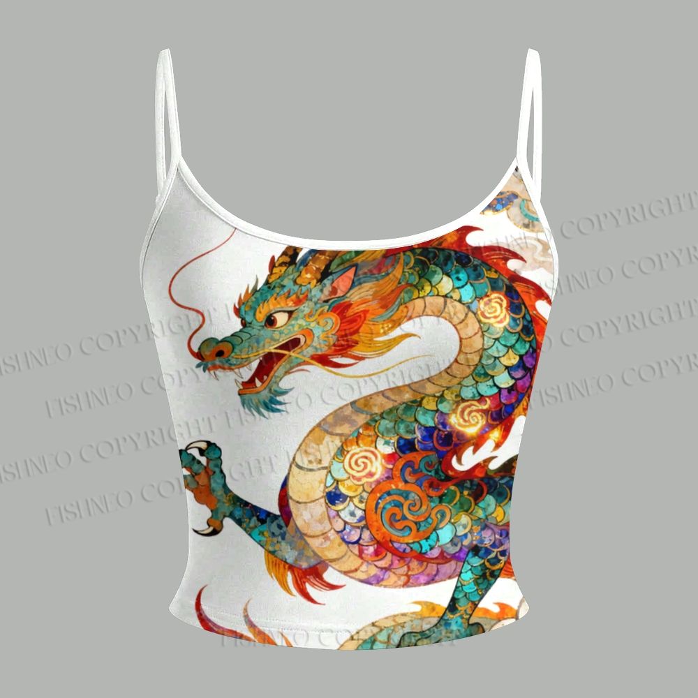 Multicolor Dragon Top & Elasticated Trousers Two-Piece Set