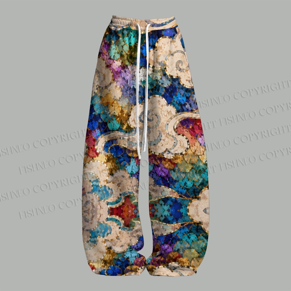 Multicolor Dragon Top & Elasticated Trousers Two-Piece Set