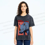 Unisex Yayoi Kusama Blue Rhino Printed Washed Tee