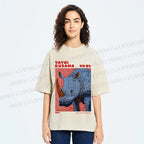 Unisex Yayoi Kusama Blue Rhino Printed Washed Tee