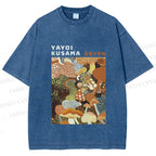 Unisex Yayoi Kusama Mushroom Printed Washed Tee