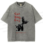 Unisex Shit Happens And That's Ok Printed Washed Tee