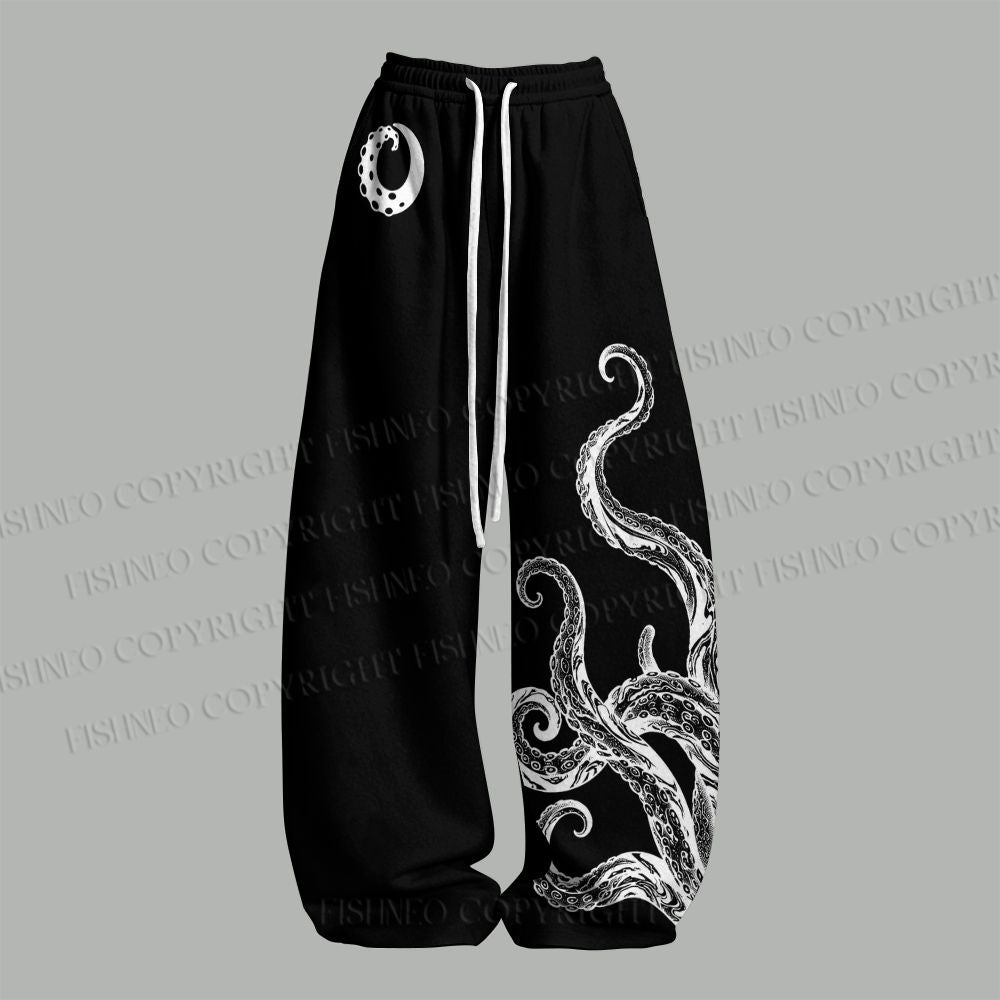 Black And White Octopus Top & Elasticated Trousers Two-Piece Set