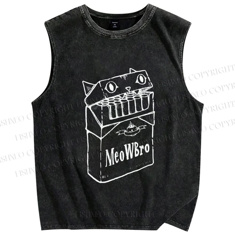 Unisex MeowWBro Printed Washed Tank Top