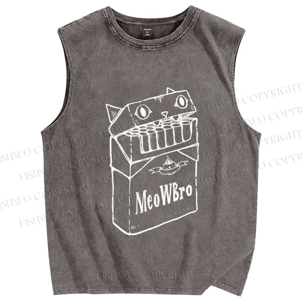 Unisex MeowWBro Printed Washed Tank Top