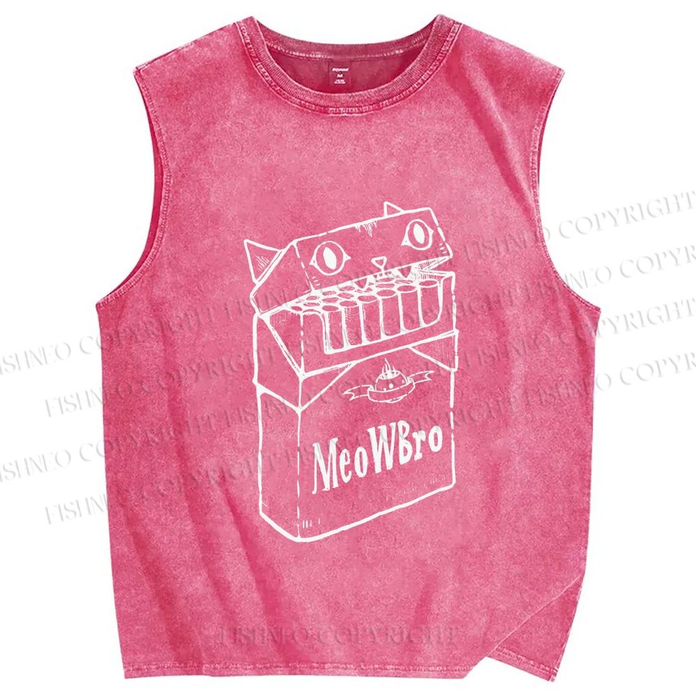Unisex MeowWBro Printed Washed Tank Top