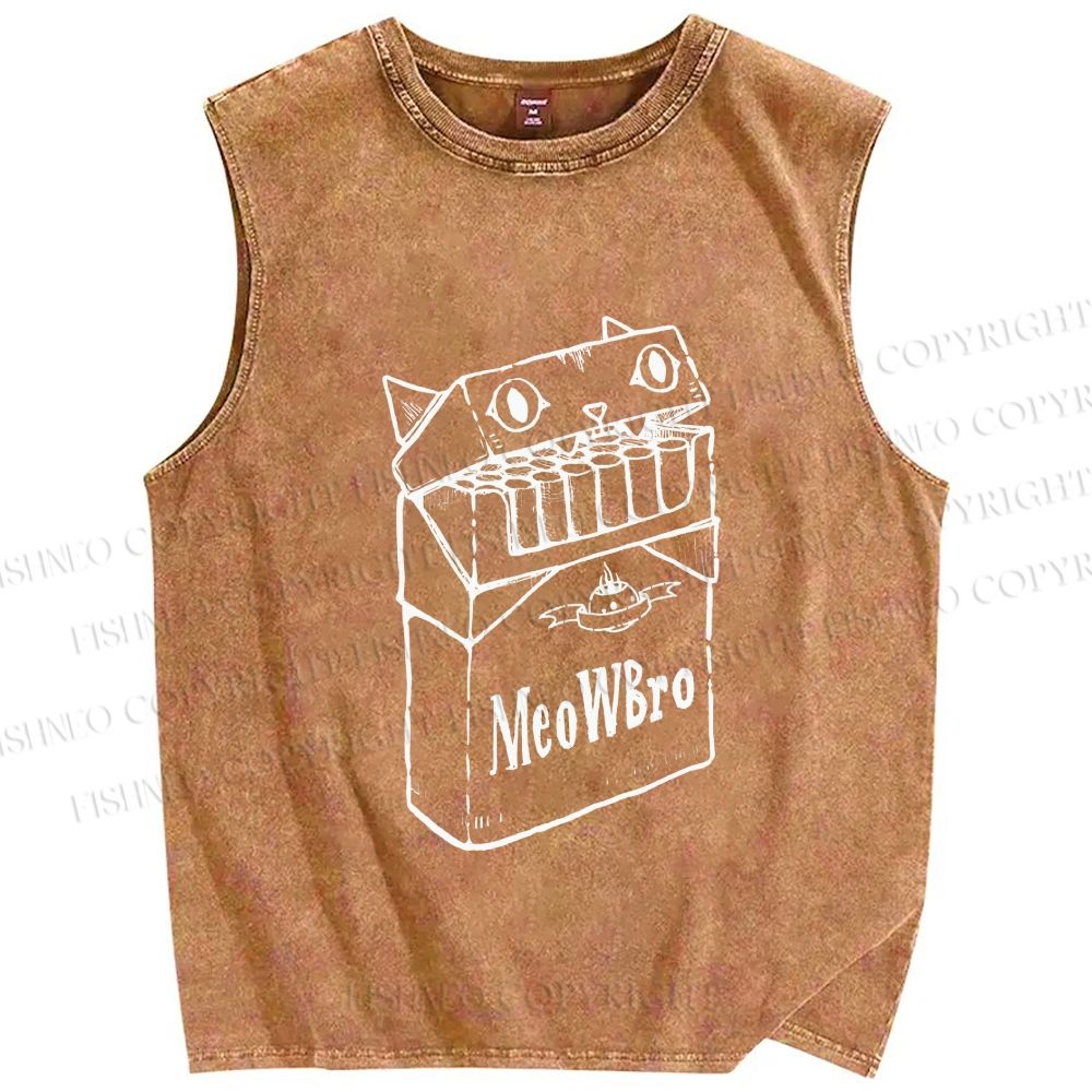 Unisex MeowWBro Printed Washed Tank Top