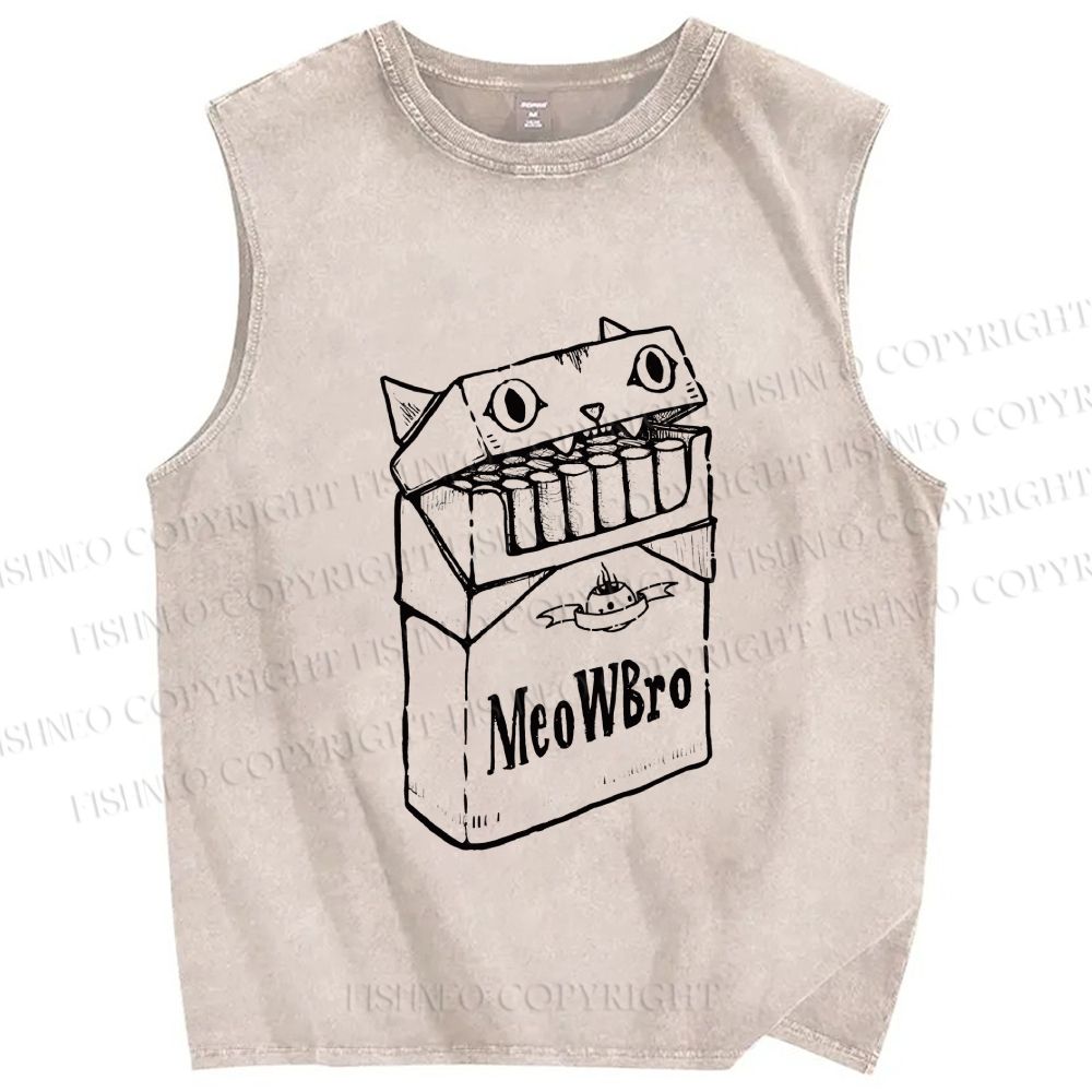 Unisex MeowWBro Printed Washed Tank Top