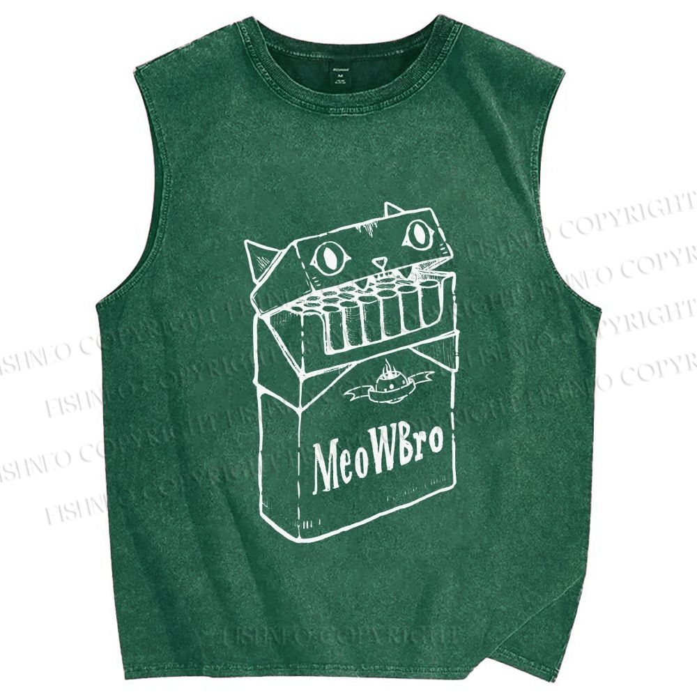 Unisex MeowWBro Printed Washed Tank Top