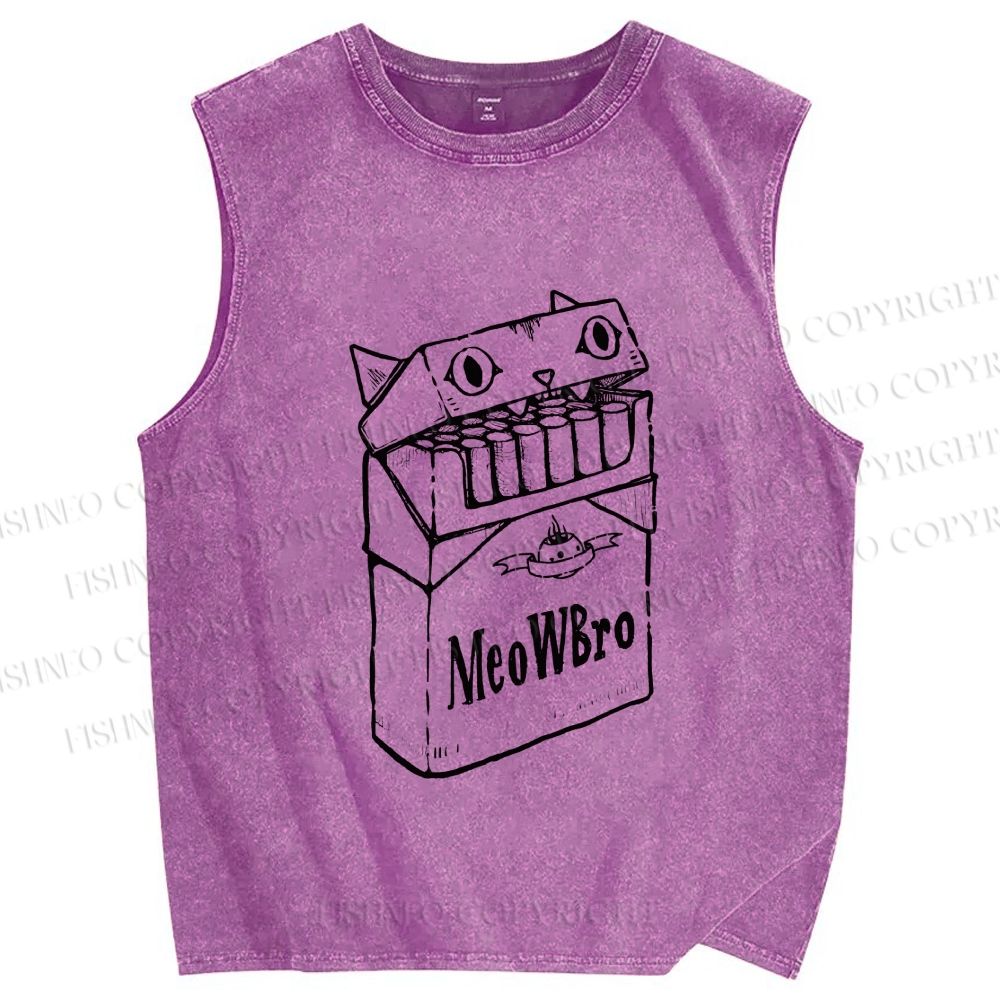 Unisex MeowWBro Printed Washed Tank Top
