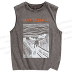 Unisex Happy Halloween Printed Washed Tank Top