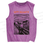 Unisex Happy Halloween Printed Washed Tank Top