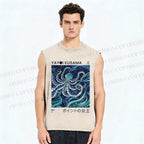 Unisex Yayoi Kusama Octopus Printed Washed Tank Top