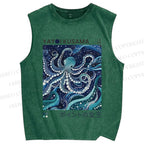 Unisex Yayoi Kusama Octopus Printed Washed Tank Top