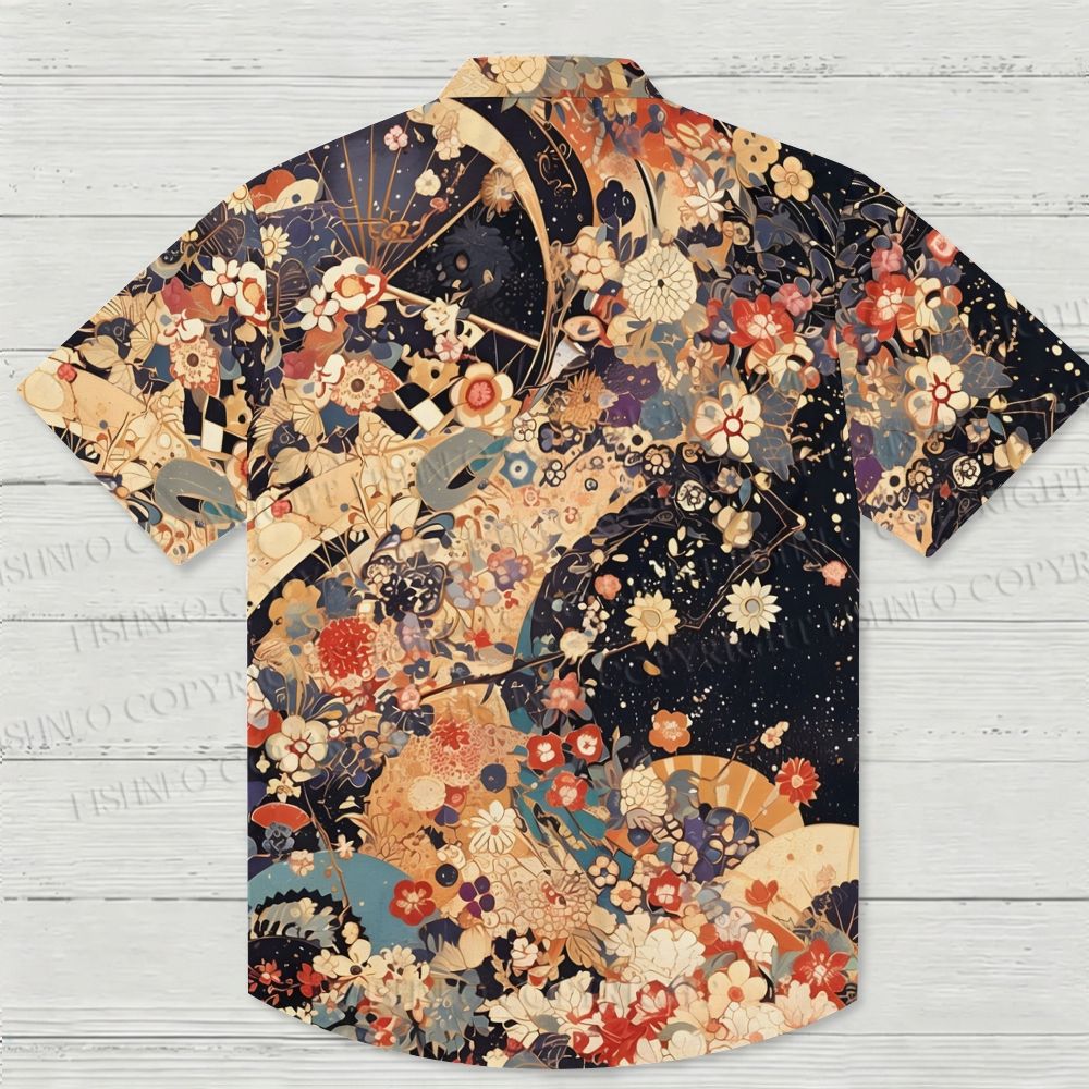 Japanese-Style Flowers And Fans Hawaiian Shirt