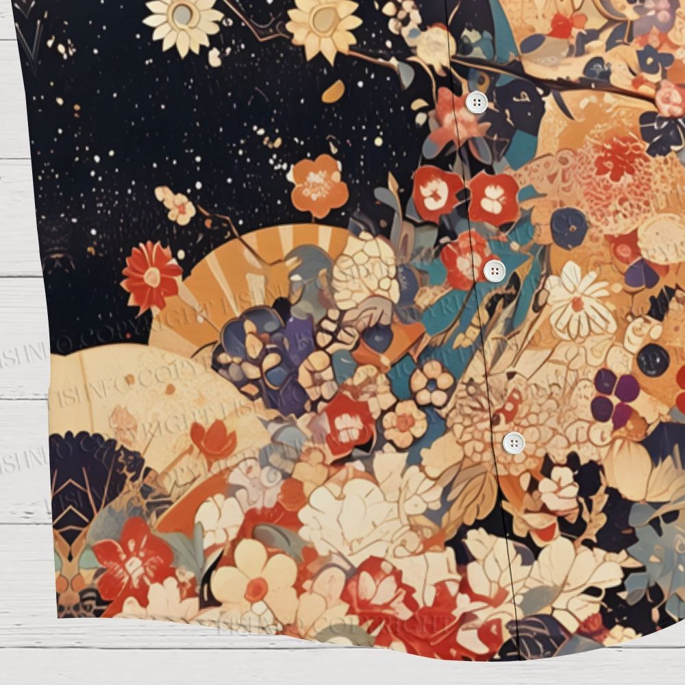 Japanese-Style Flowers And Fans Hawaiian Shirt