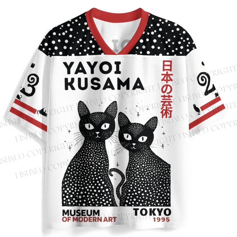 Yayoi Kusama Black Cat Jersey Shirts