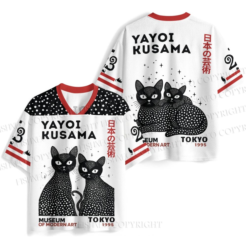 Yayoi Kusama Black Cat Jersey Shirts
