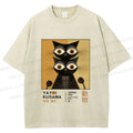 Unisex Yayoi Kusama Black Cat Printed Washed Tee