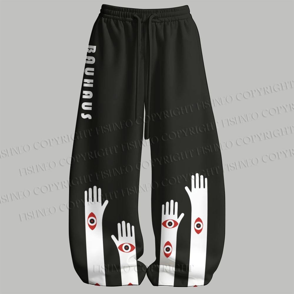Men's Bauhaus Black Arms And Red Eyes Sleeveless Tank Top & Elasticated Trousers pants Two-Piece Streetwear Set