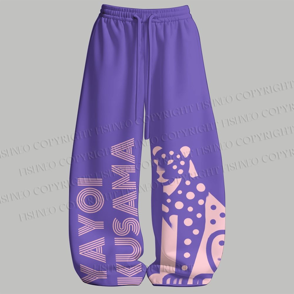 Men's Yayoi Kusama Pink Cheetah Sleeveless Tank Top & Elasticated Trousers pants Two-Piece Streetwear Set