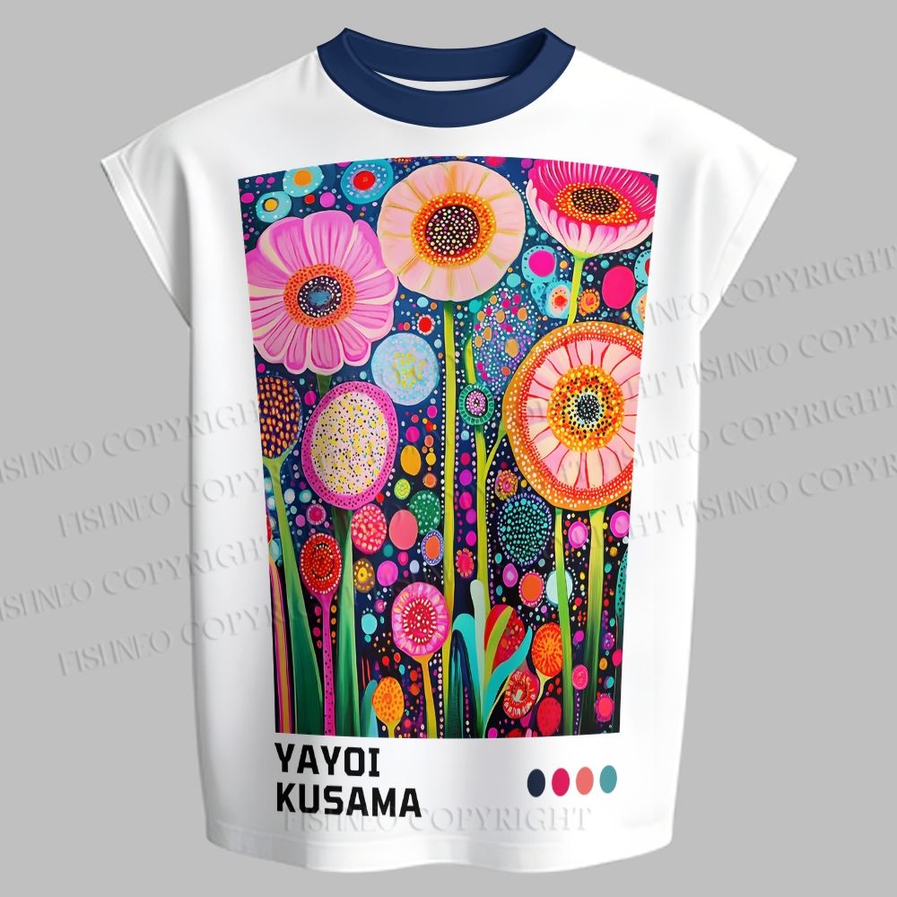 Men's Yayoi Kusama Flower Sleeveless Tank Top & Elasticated Trousers pants Two-Piece Streetwear Set