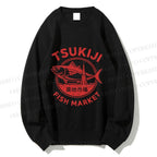 Unisex Tsukiji Fish Market Printed Sweatshirt