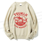 Unisex Tsukiji Fish Market Printed Sweatshirt