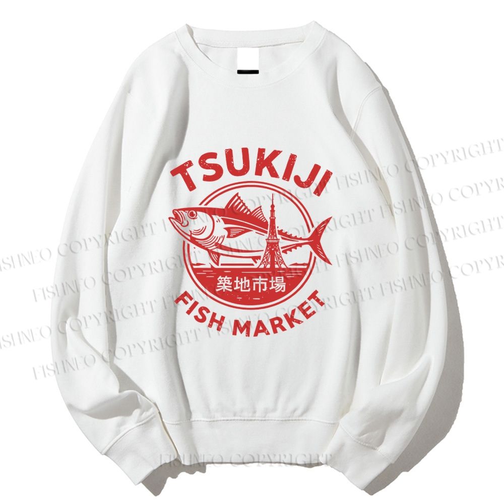 Unisex Tsukiji Fish Market Printed Sweatshirt