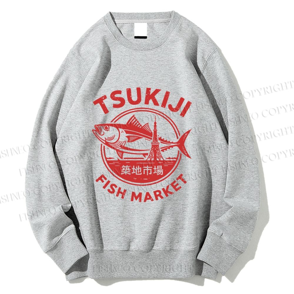 Unisex Tsukiji Fish Market Printed Sweatshirt