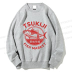 Unisex Tsukiji Fish Market Printed Sweatshirt