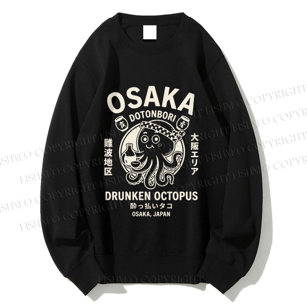 Unisex Osaka Drunken Octopus Printed Sweatshirt