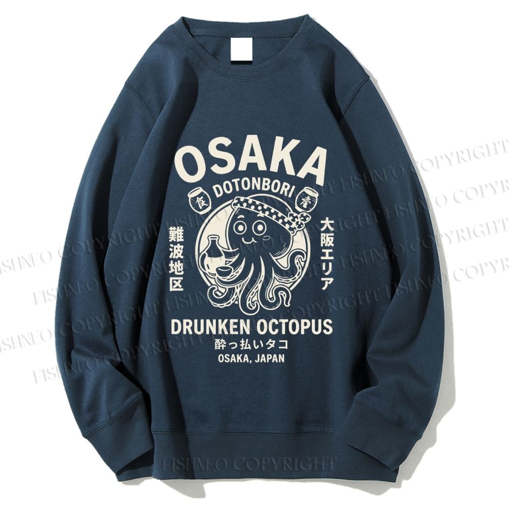 Unisex Osaka Drunken Octopus Printed Sweatshirt