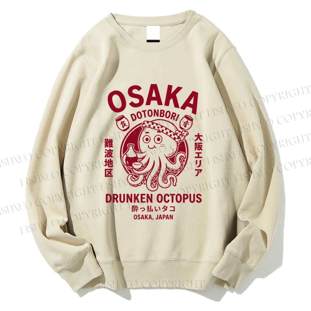 Unisex Osaka Drunken Octopus Printed Sweatshirt