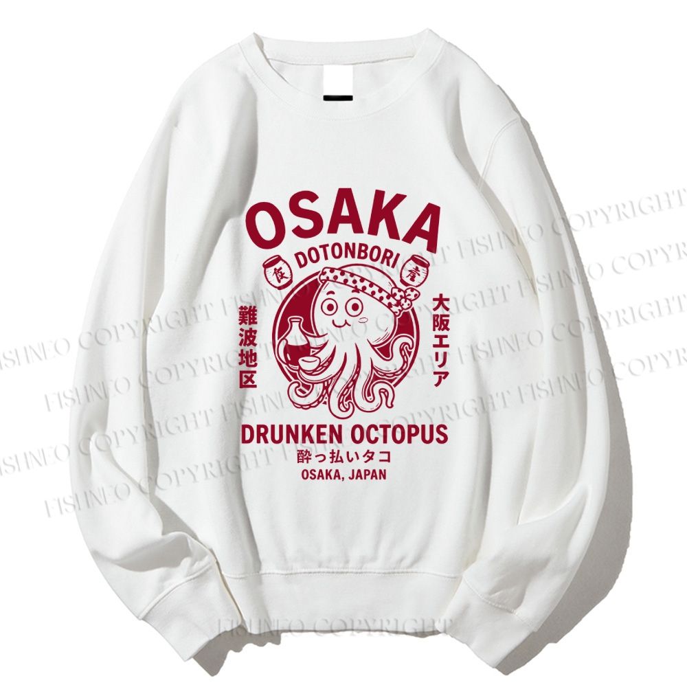 Unisex Osaka Drunken Octopus Printed Sweatshirt