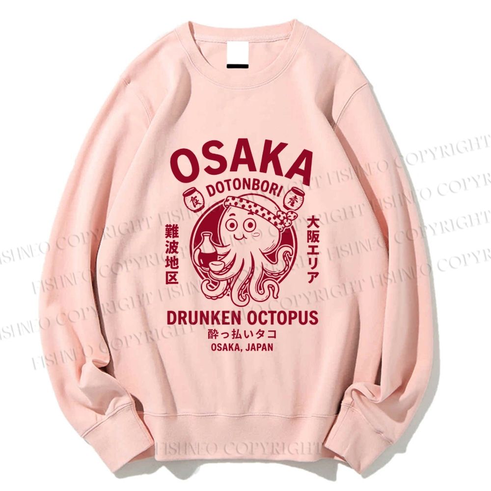 Unisex Osaka Drunken Octopus Printed Sweatshirt