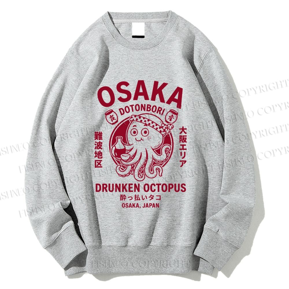 Unisex Osaka Drunken Octopus Printed Sweatshirt