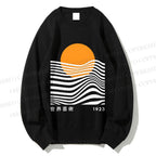 Unisex Geometric Waves Printed Sweatshirt
