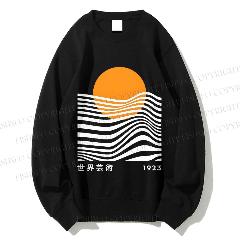 Unisex Geometric Waves Printed Sweatshirt